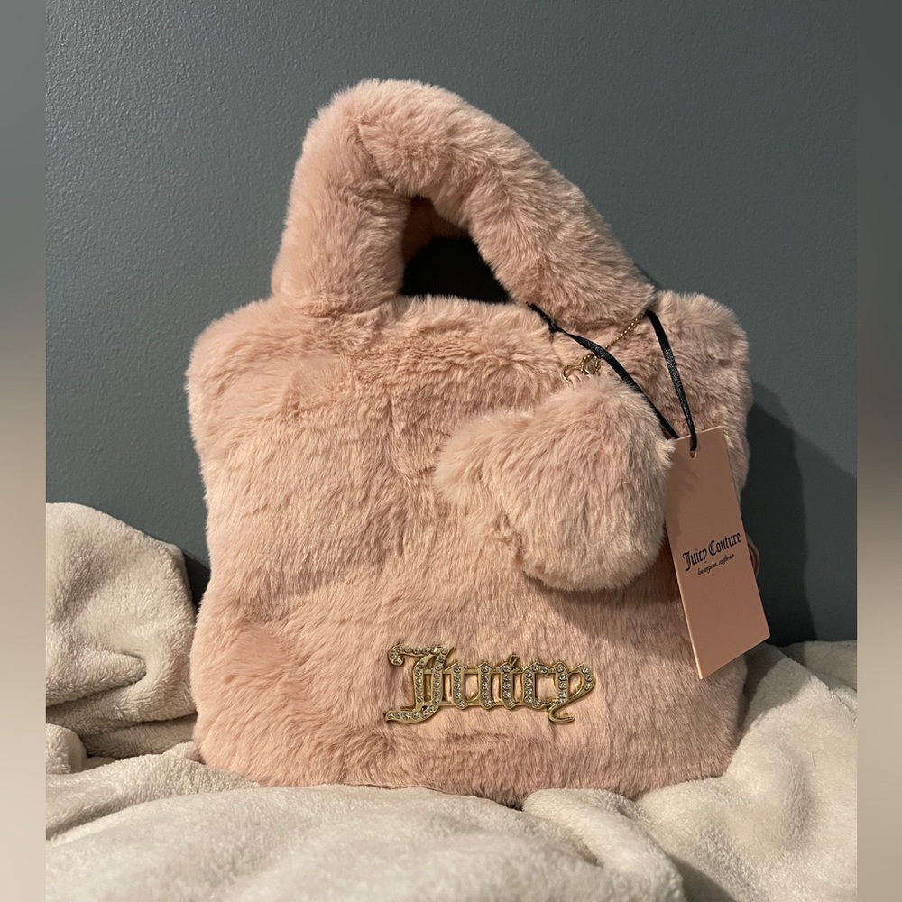 Juicy Couture Dusty Blush Fluffy Mini Tote NWT